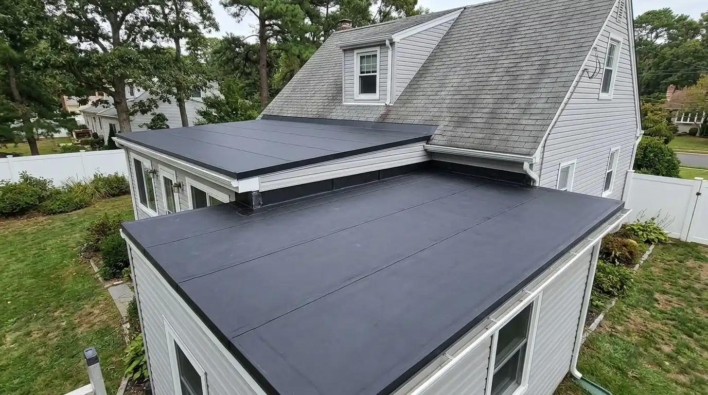 EPDM over a porch on a Jersey Shore home
