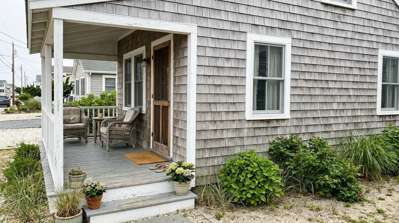 Cedar going silver on a Jersey Shore home