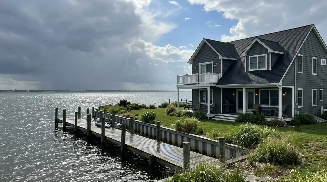 Bayfront home with new roof and siding on Bay Shore Drive