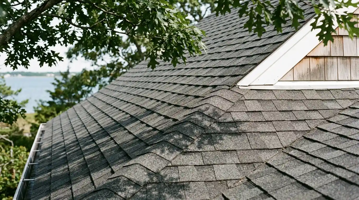 New charcoal architectural shingles on a Toms River cape roof