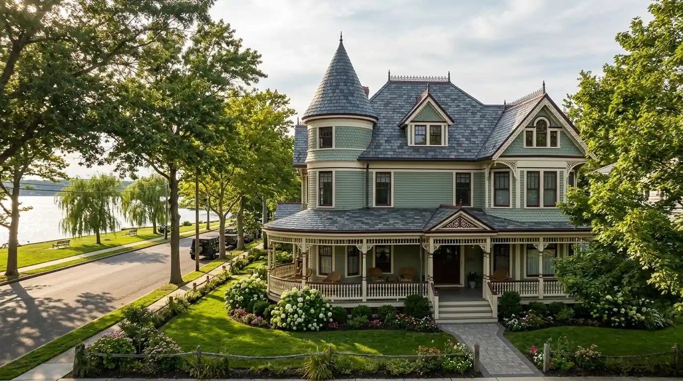 Victorian home with turret and new roof in Spring Lake