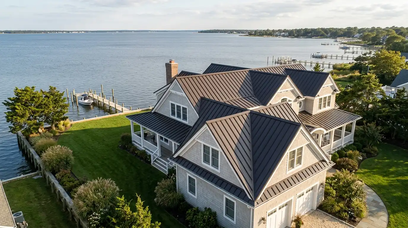 Standing seam on the bay on a Jersey Shore home